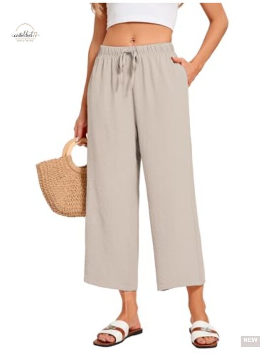 Pants - Wide Leg Cropped Pants Low Rise Palazzo Summer Beach Capris Lightweight